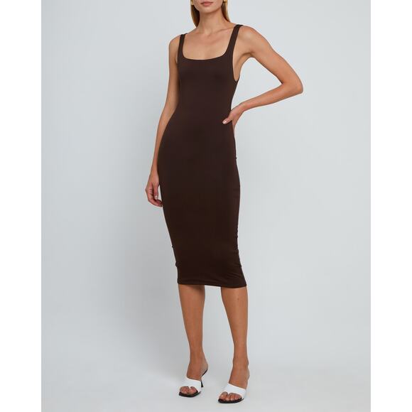 CAARA Contouring Tank Midi Chocolate Brown Shaping Stretchy Midi Medium - Picture 1 of 6